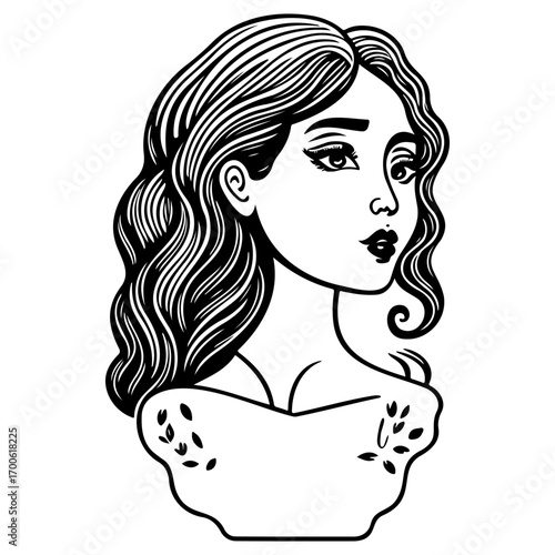 beautiful young woman history month day illustration sketch draw