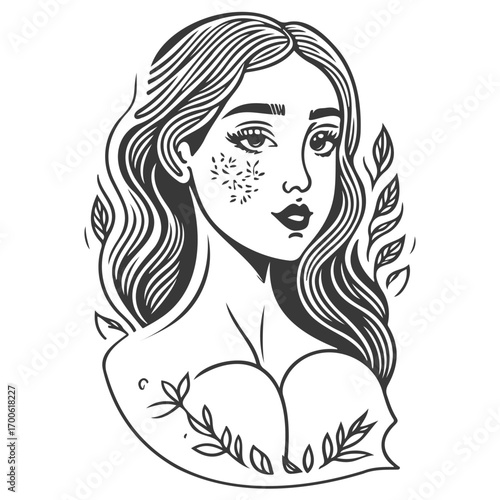 beautiful young woman history month day illustration grey