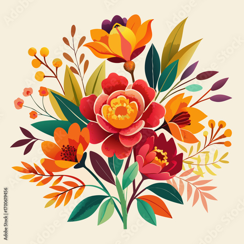 Vibrant watercolor cascading flora illustration vector art vector