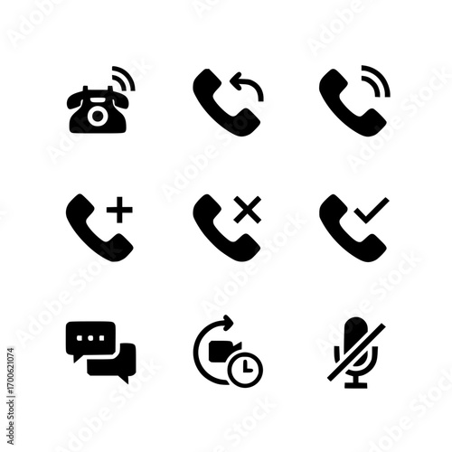 Communication and Phone Call Vector Icons Set