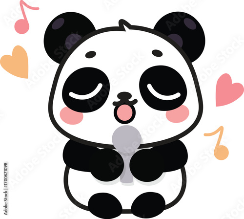 kawaii panda illustration cute design singing