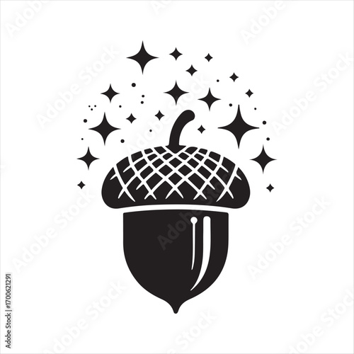 acorn fairy house vector silhouette sketch art logo idea illustration