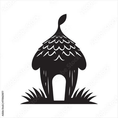 acorn fairy house vector silhouette sketch art logo idea illustration