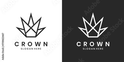 Geometric crown logo design, minimalist royal symbol