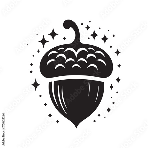 acorn fairy house vector silhouette sketch art logo idea illustration