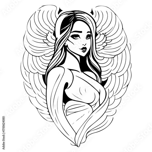 angel beauty girl illustration sketch
