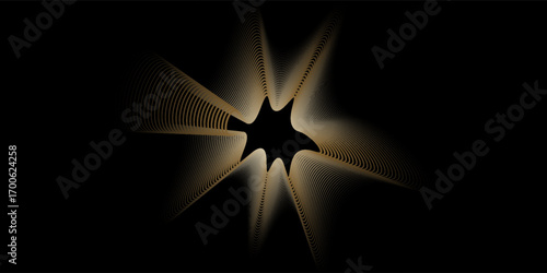 Abstract circle lines wave gold gradient light isolated on black background. Vector in concept luxury, technology, science, music, modern. Eps10