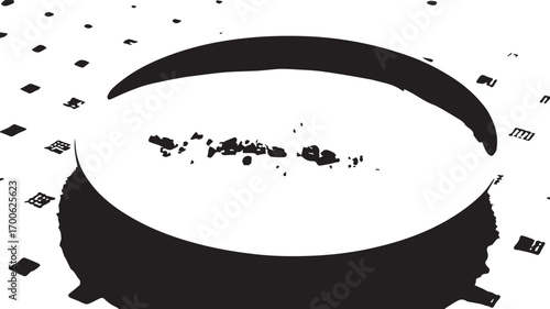 A high-quality photograph of a white ceramic dinner plate on a white background with a checkered pattern overlay. 