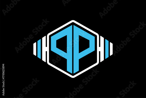 PP Letter Hexagon Fitness Barbell Logo