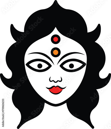 Divine Durga Face Vector Art – Hindu Goddess Graphic