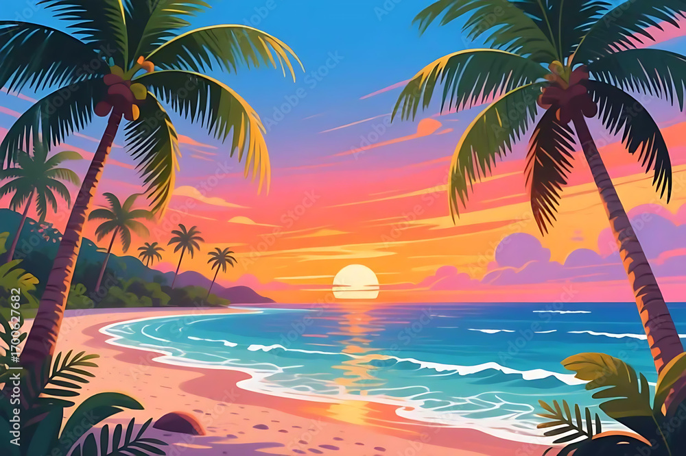 Obraz premium palm trees on the beach