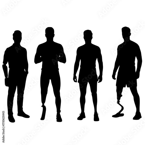 Silhouettes of men with prosthetic legs