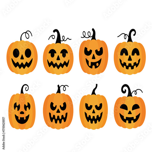 vector set of halloween pumpkinson white background