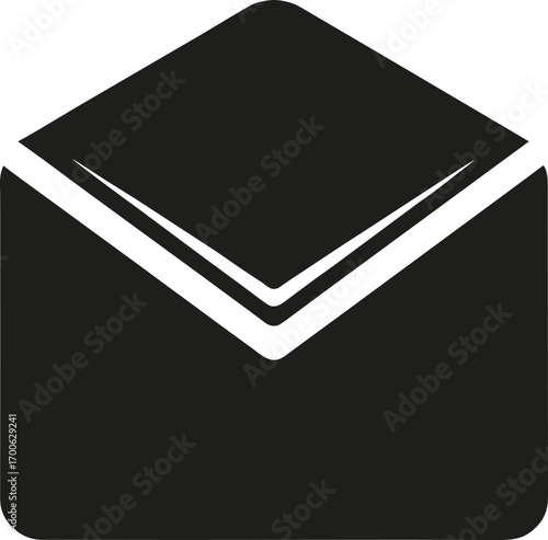 black envelope icon with open flap symbolizing mail or message