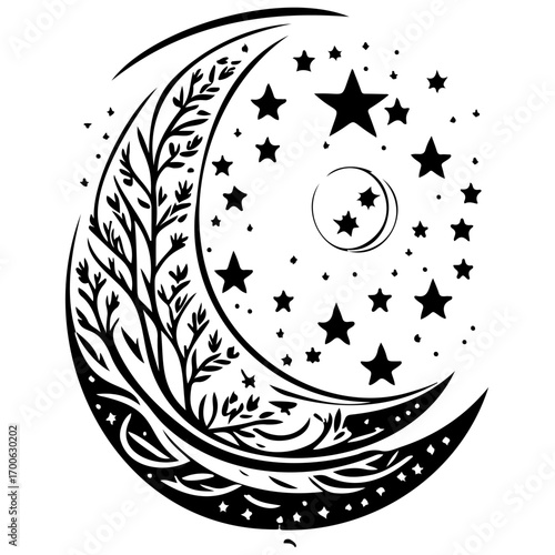 Moon star ramadan arabic islamic illustration sketch draw