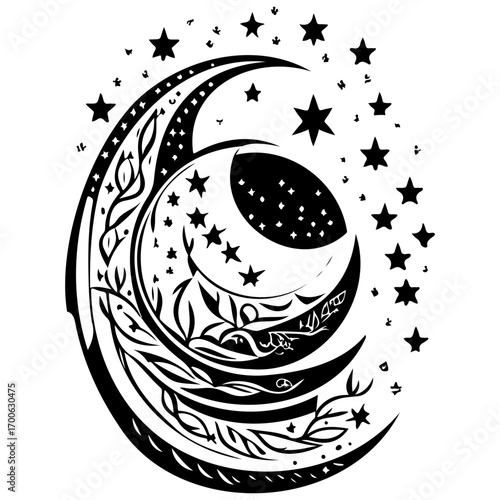 Moon star ramadan arabic islamic illustration sketch draw