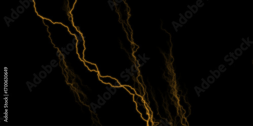 Massive lightning bolt with branches isolated on black background. Black marble texture for background. Lightning bolt. thunder lighting on black sky. 3d illustration, lightning, storm, thunder set
