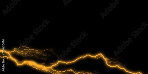 Massive lightning bolt with branches isolated on black background. Black marble texture for background. Lightning bolt. thunder lighting on black sky. 3d illustration, lightning, storm, thunder set