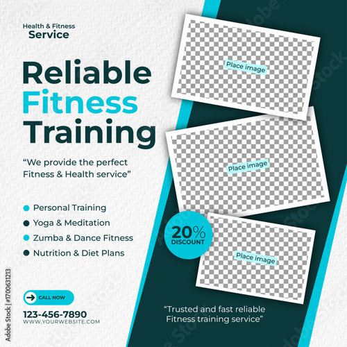 Health and Fitness Training Social Media Banner (Cyan)