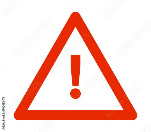 Red outline warning triangle PNG with transparent background, exclamation alert icon for interface and web usage