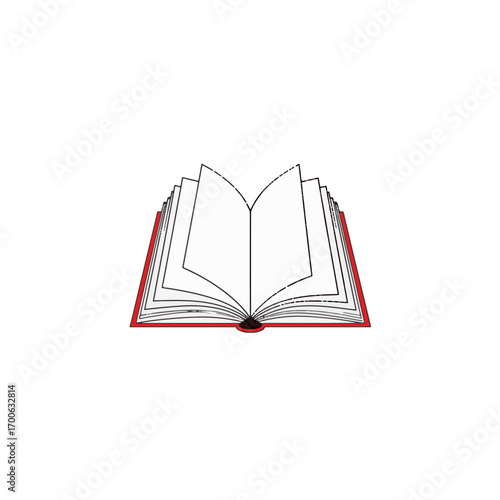 Minimalist book pages marker in black and white with red accent, creativity