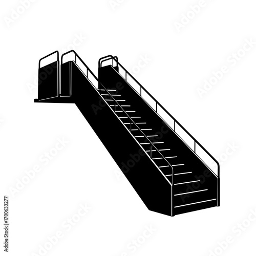 Airport passenger stairs silhouette isolated on white background