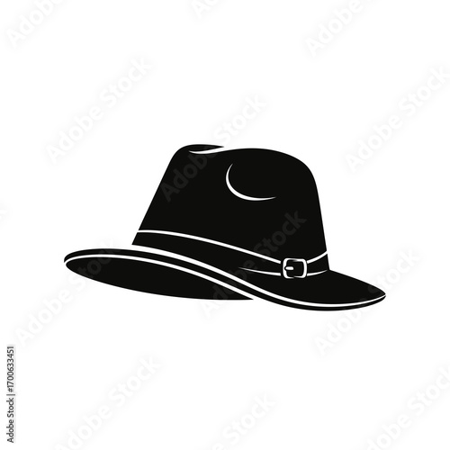 Fedora hat silhouette isolated on white background