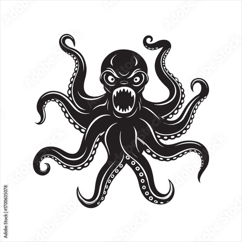 octopus vector silhouette sketch art logo idea illustration