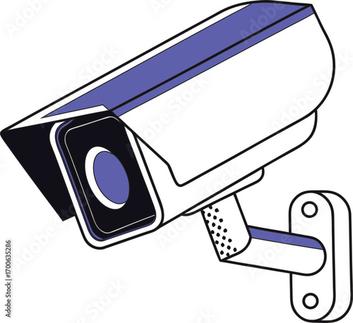 Illustration of a modern security surveillance camera mounted on a wall