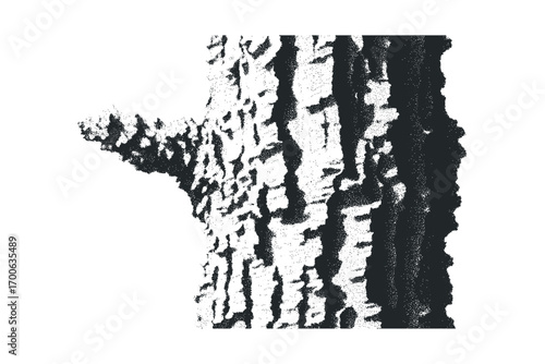 Textured tree bark stump with branch on transparent background image. Vector hand drawn illustration