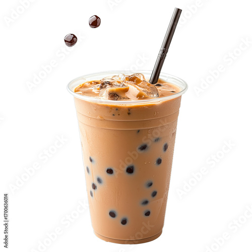 Wallpaper Mural Classic bubble tea drink in a clear plastic cup with tapioca pearls, ideal for micro stock and commercial use. Torontodigital.ca