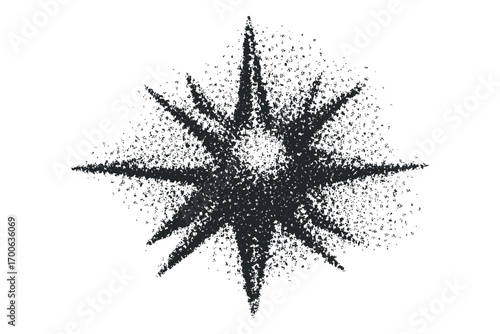 Explosive starburst of particles on a transparent background. Vector hand drawn illustration