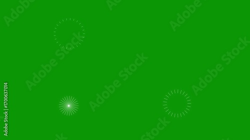 Circular fireworks line spark burst animation, glowing ellipse blast with shiny pop-up explosion effect, circle bursting firework motion graphics template, line explotion on .4K green screen.