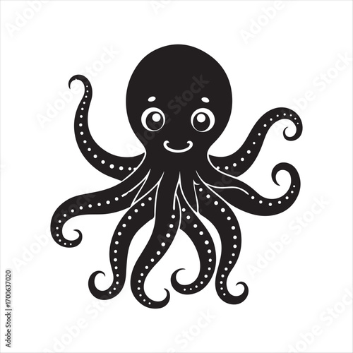 octopus vector silhouette sketch art logo idea illustration