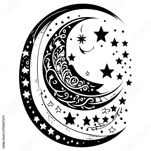 Moon star ramadan arabic islamic illustration sketch draw