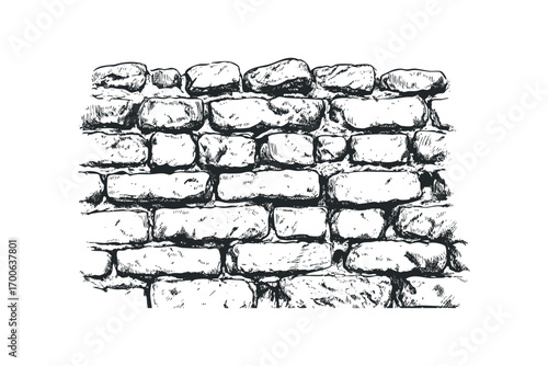 Hand Drawn Stone Wall Texture. Vector hand drawn illustration