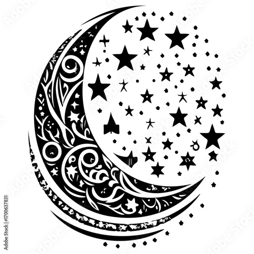 Moon star ramadan arabic islamic illustration sketch hand draw