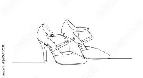 Tango shoes for women, elegant design, minimalistic style, transparent background