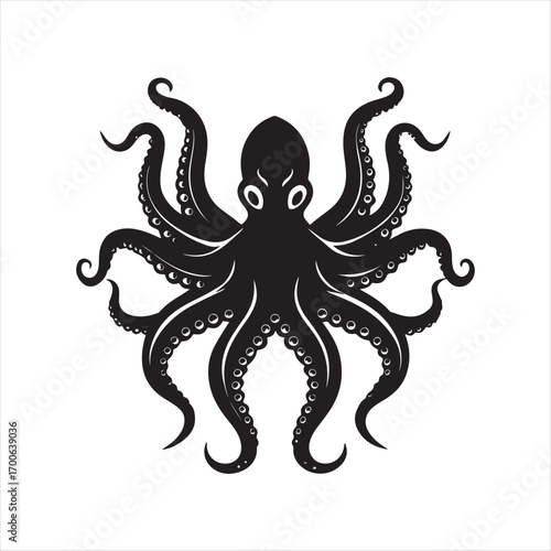 octopus vector silhouette sketch art logo idea illustration