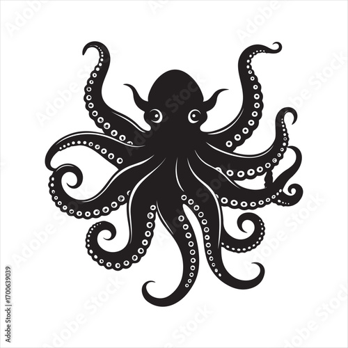 octopus vector silhouette sketch art logo idea illustration