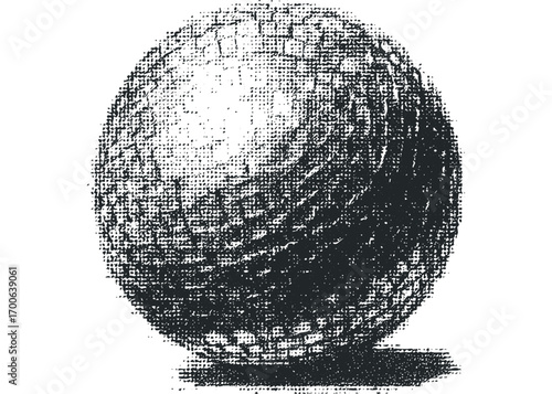 Distressed golf ball texture on transparent background. Vector hand drawn illustration