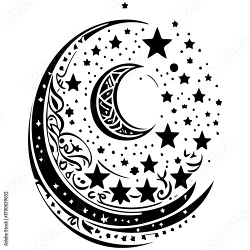 Moon star ramadan arabic islamic illustration sketch hand draw