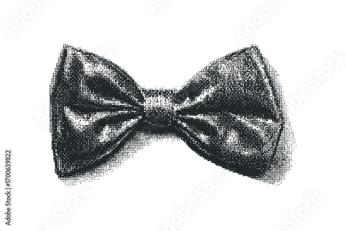 Halftone Dot Pattern Black Bow Tie Accessory. Vector hand drawn illustration