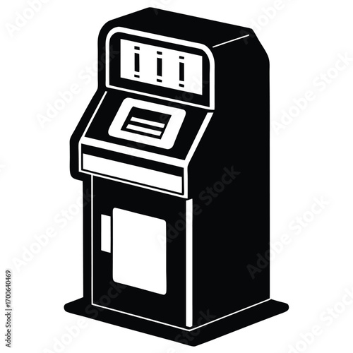 Black Silhouette of a Classic Slot Machine Gambling Arcade Game Vector Illustration