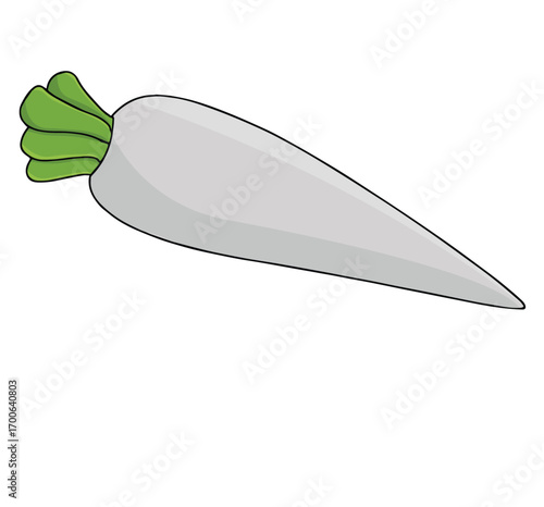 Cute cartoon hand drawn vector white radish clipart.