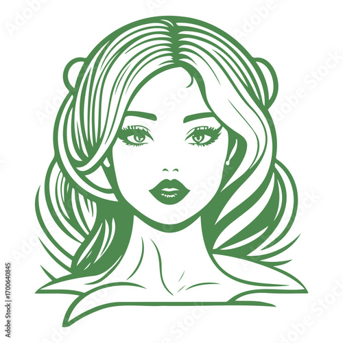 beauty girl illustration green