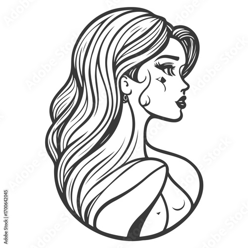 beauty girl illustration grey
