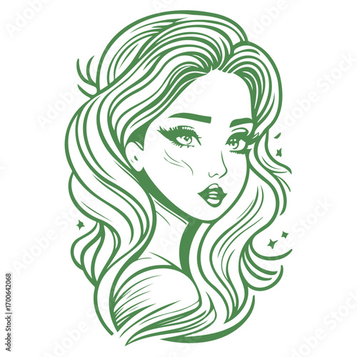 beauty girl illustration green