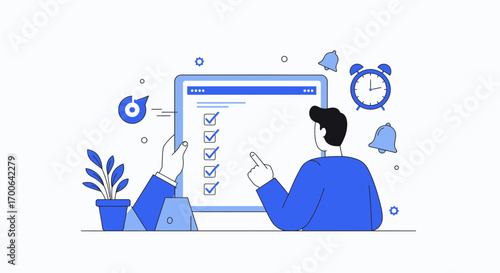 Efficiently manage tasks and deadlines with a digital checklist and alarm clock reminder system