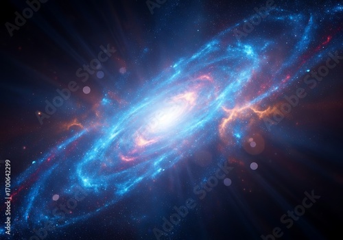 Wallpaper Mural Vibrant spiral galaxy with glowing core and cosmic dust clouds in deep space Torontodigital.ca